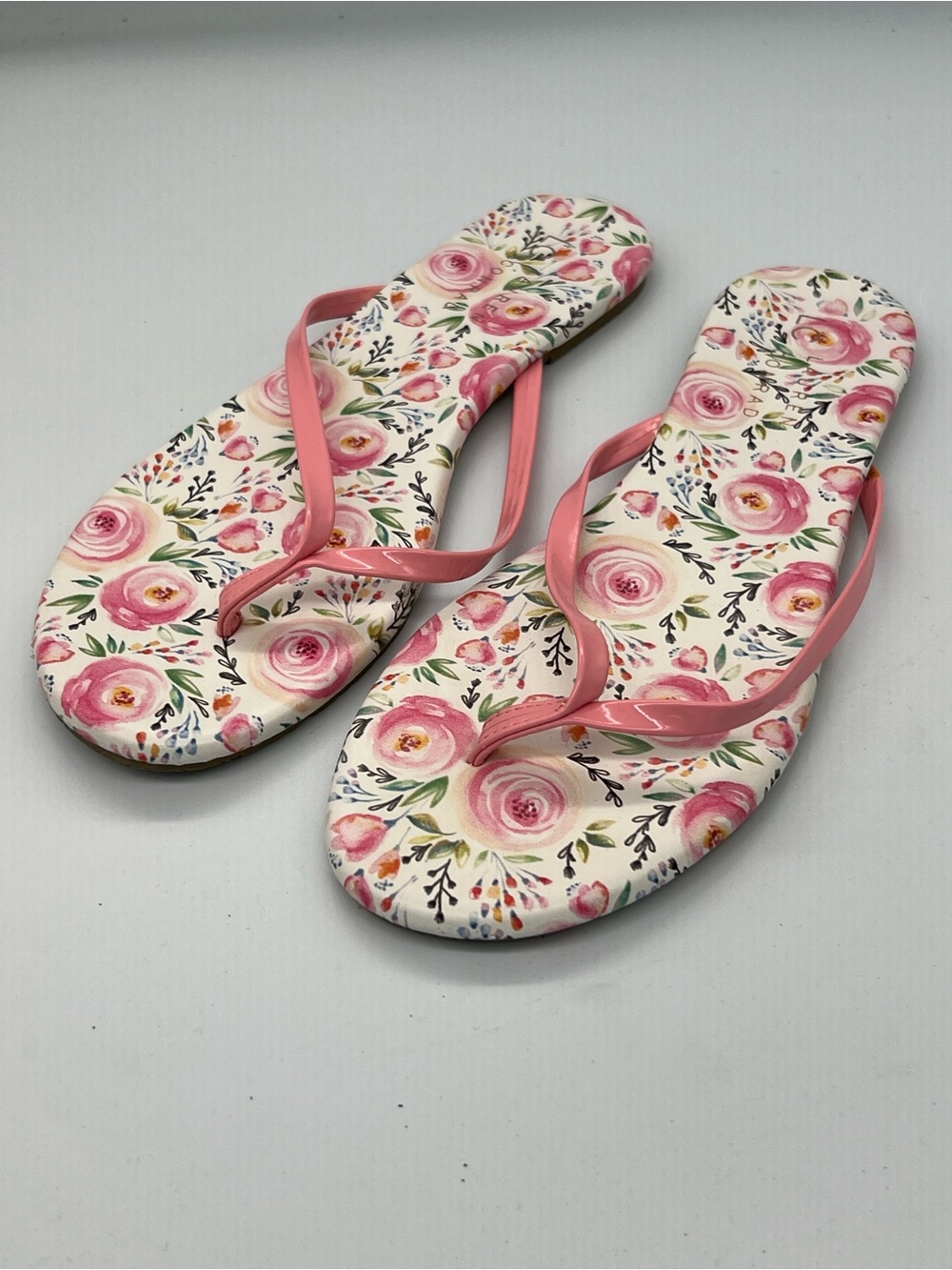 Laura Conrad Floral Pink Print Women's Flip Flops